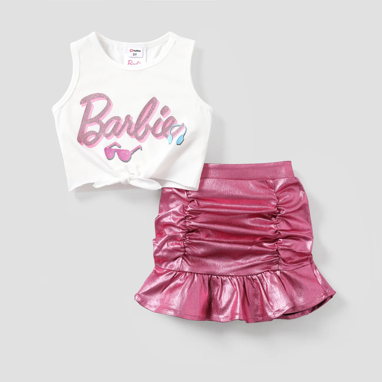 Barbie 2 Stück Mädchen Revers Süß Sets pinkywhite big image 1