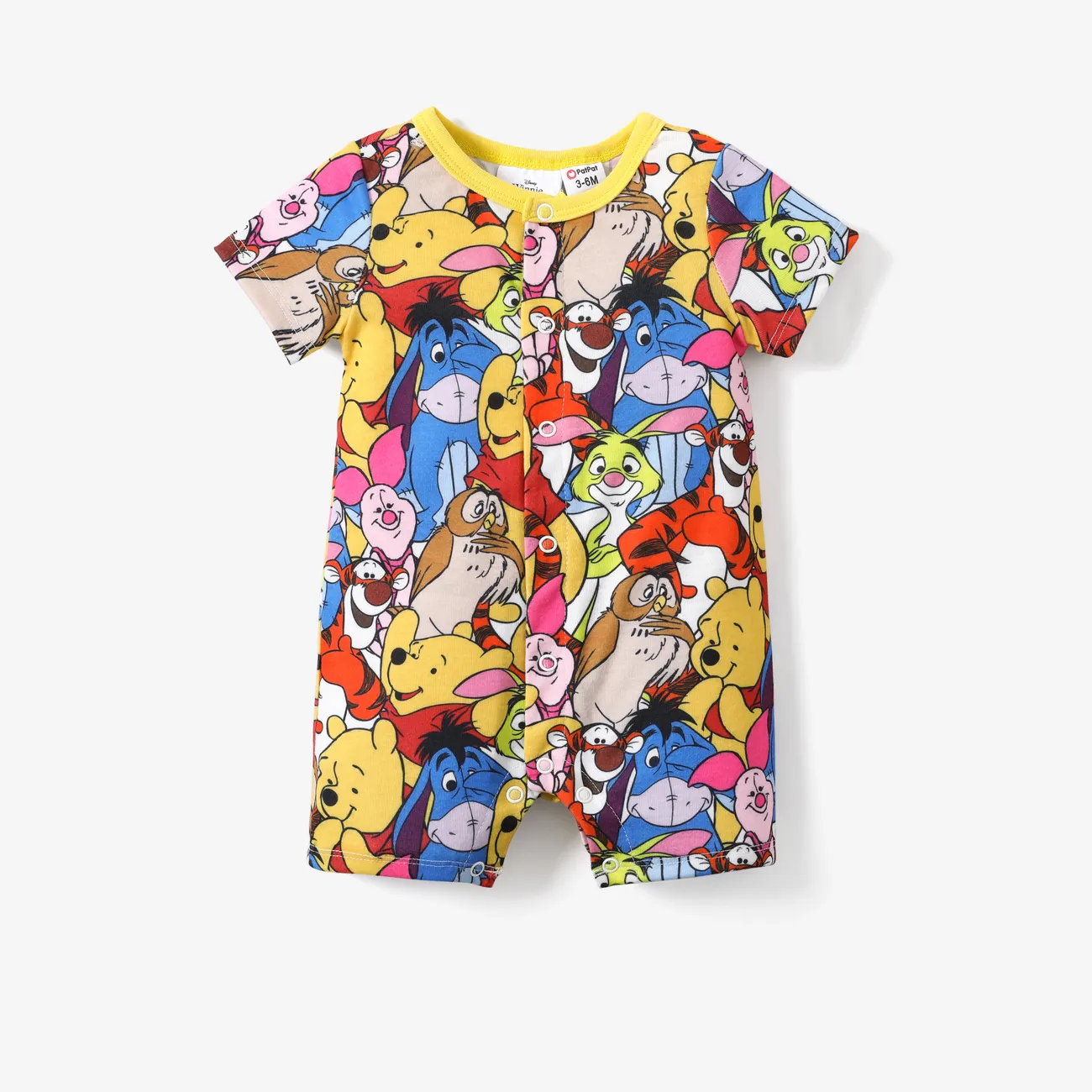 Disney Winnie the Pooh 1pc Baby Boys/Girls Naia™ All-over/Striped Character Print Romper
 Yellow big image 1