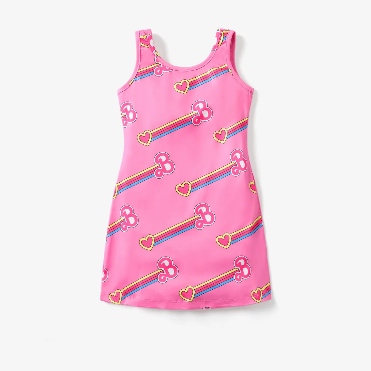 Barbie Toddler/Kid Girl Valentine's Day Letter and Heart Allover Print Dress Pink big image 1