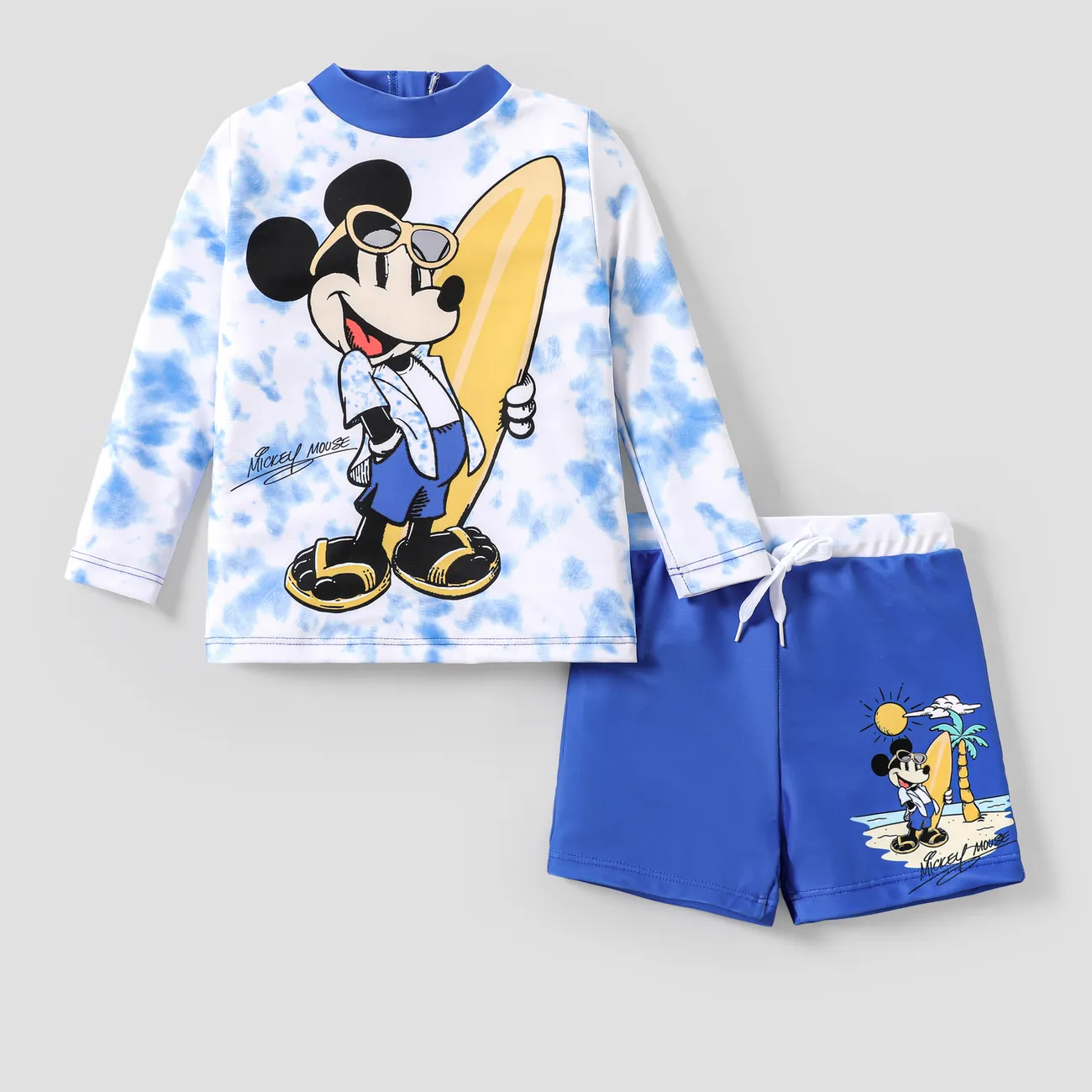 Disney Mickey and Friends 2pcs Kids Boys/Girls Character Tie Dye Print  Two-Piece Swimsuit
 Blue big image 1