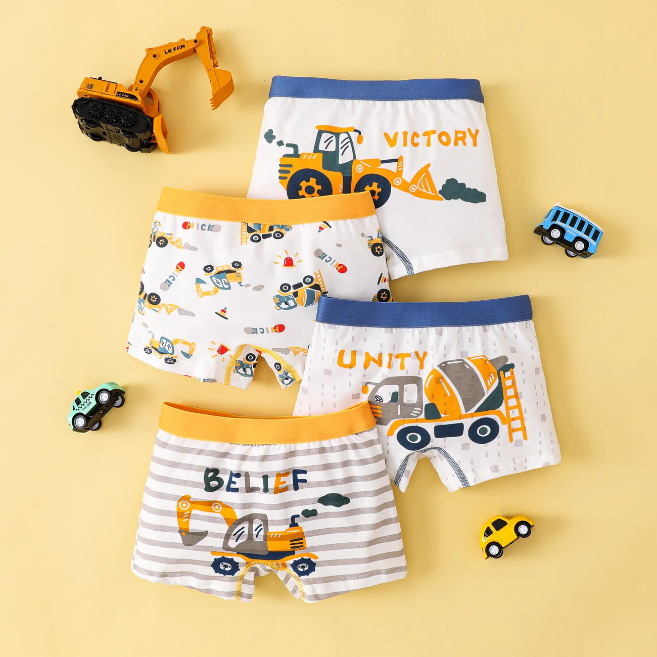 Vehicle-themed Cotton Underwear for Boys - 1 Piece Tight Set Blue big image 1