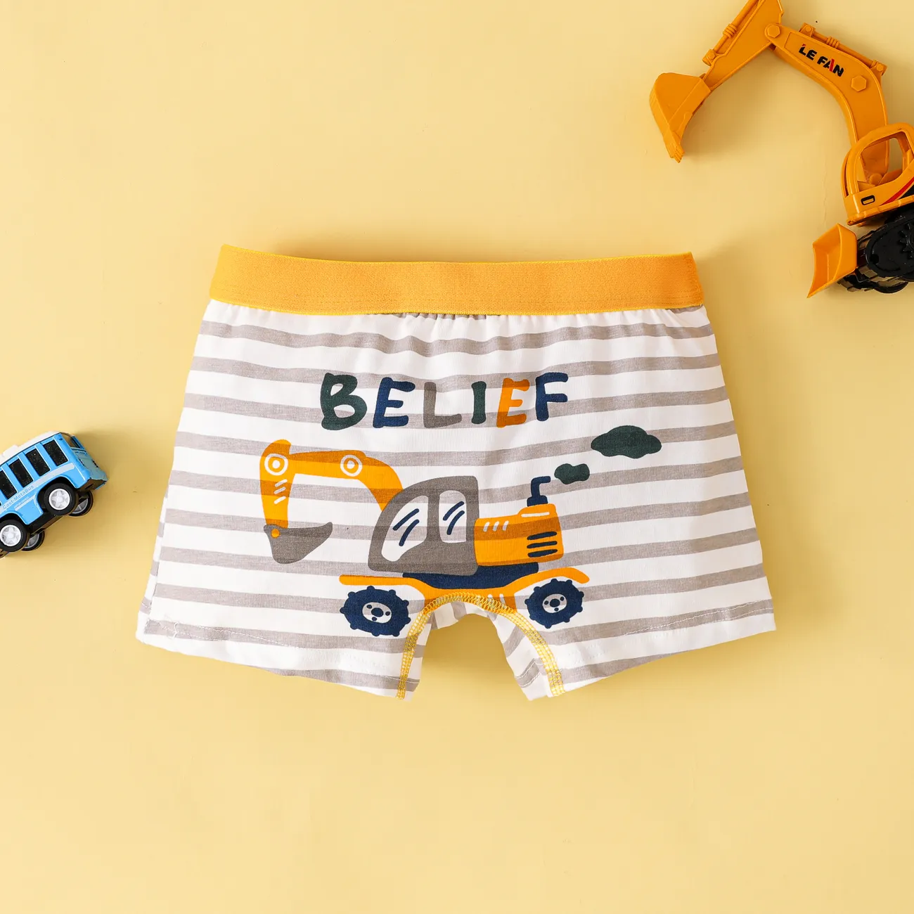 Ropa interior de algodón con temática de vehículos para niños - Conjunto ajustado de 1 pieza Amarillo big image 1
