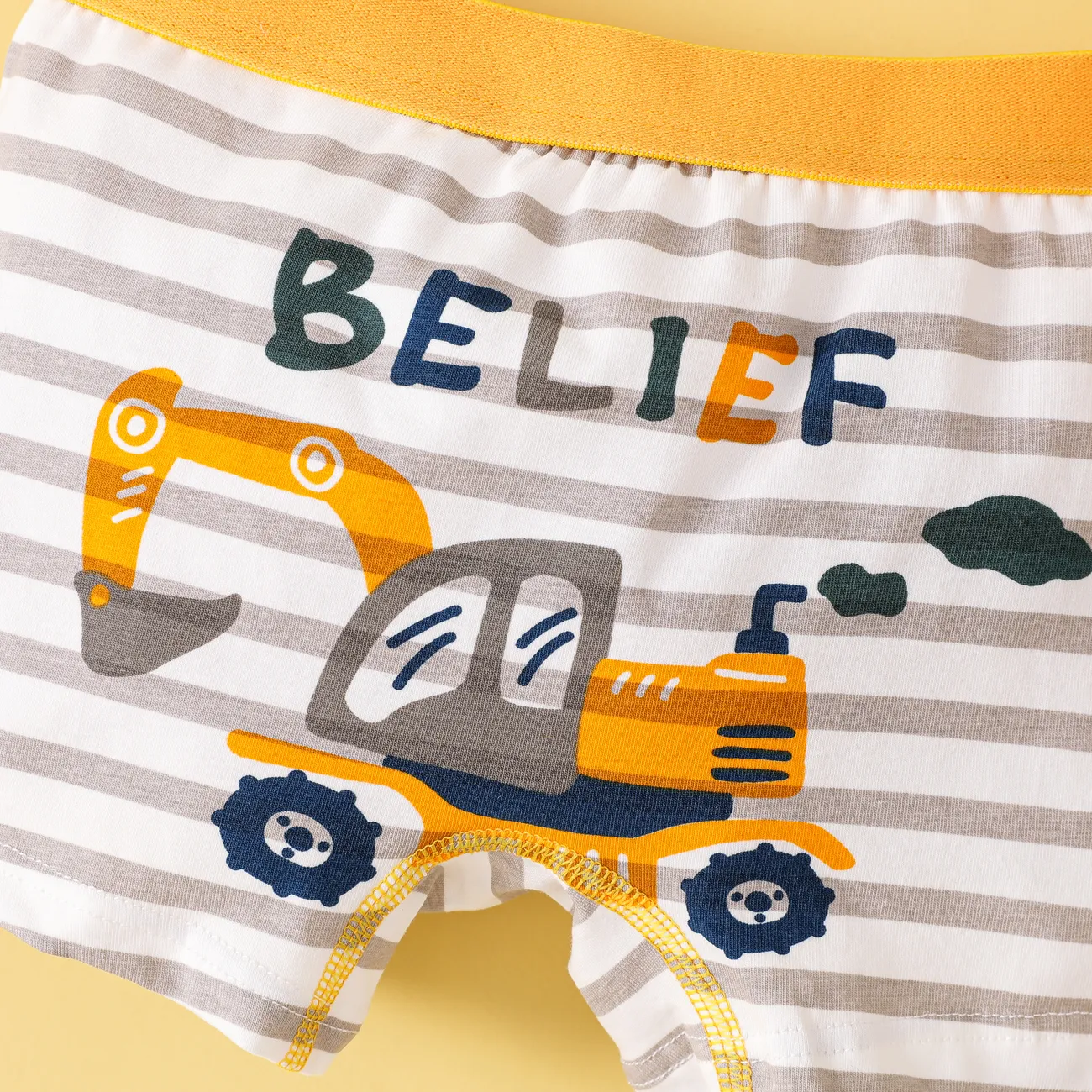 Vehicle-themed Cotton Underwear for Boys - 1 Piece Tight Set Yellow big image 1
