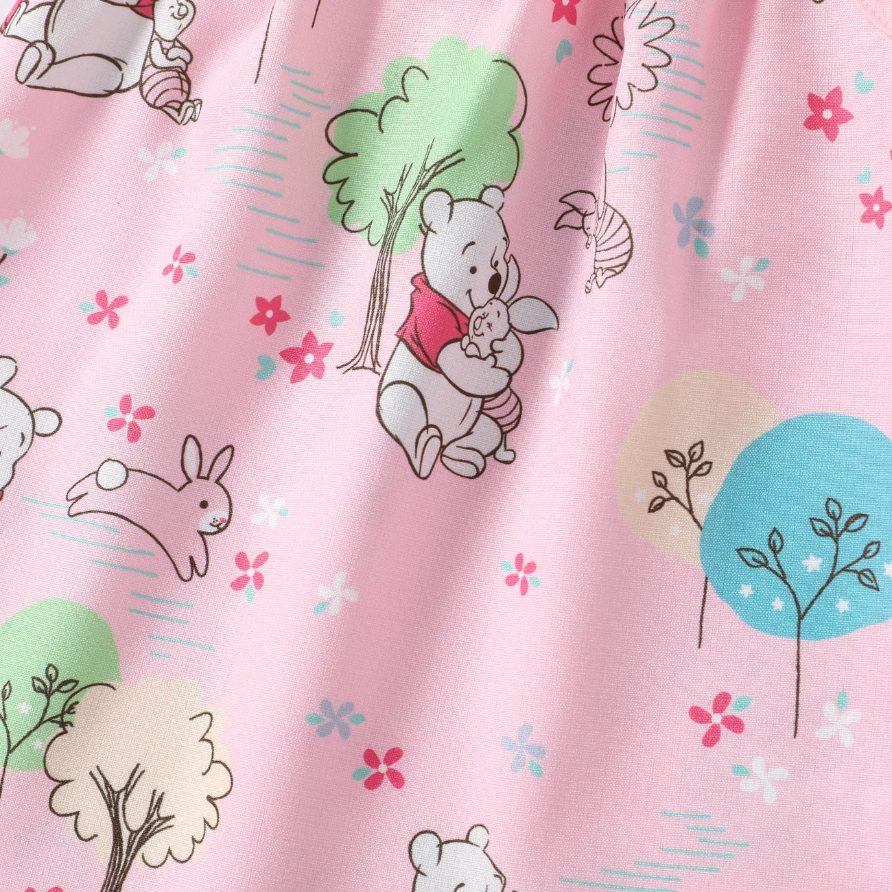 Disney Winnie the Pooh Baby Girls 1pc Character Bowknot Floral Print Sleeveless Dress Light Pink big image 1