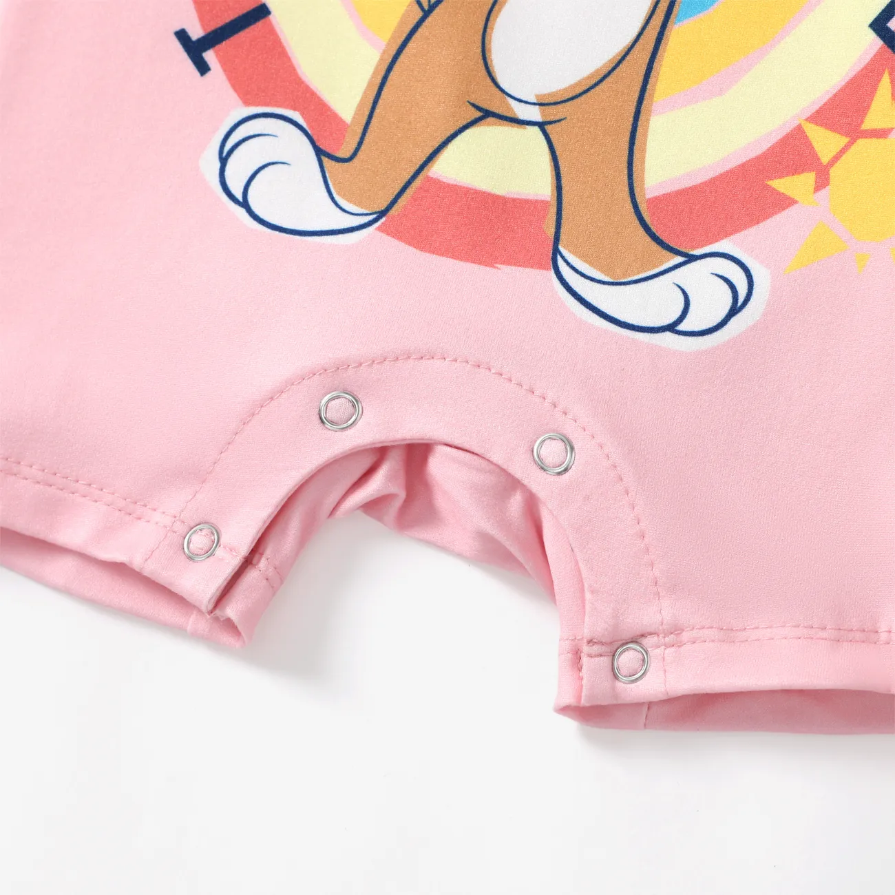 Looney Tunes Bebé Unissexo Costuras de tecido Infantil Manga curta Macacão curto Rosa big image 1