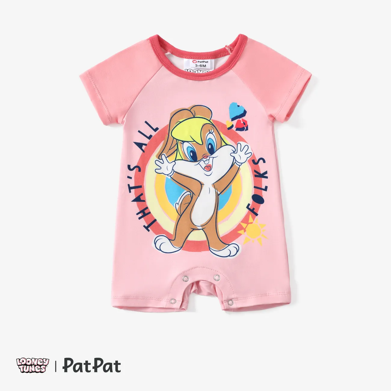 Looney Tunes Baby Boys/Girls 1pc Character Print Short-sleeve Romper Pink big image 1