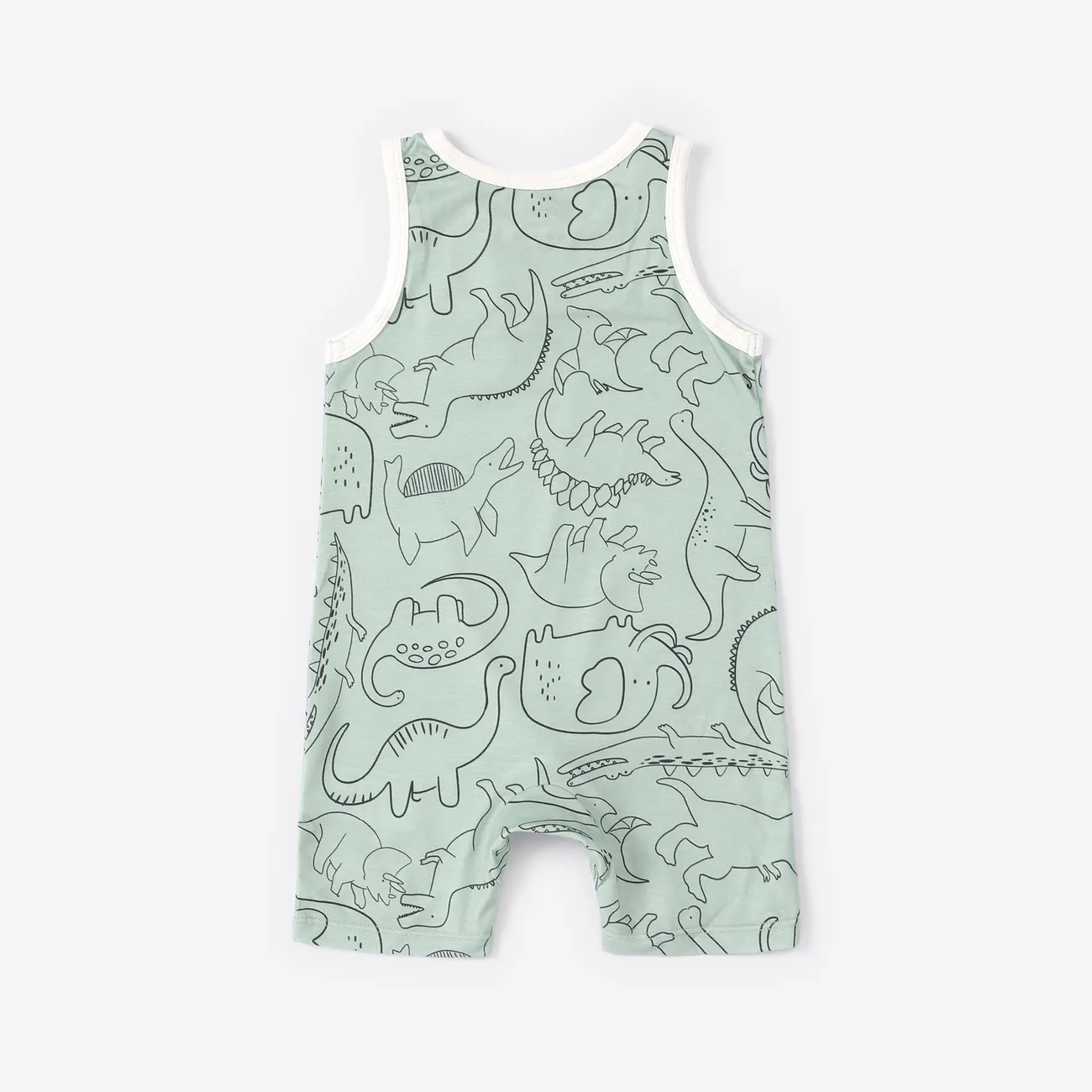 monos sin mangas con estampado de dinosaurios/rayas para bebé niña/niño Verde claro big image 1