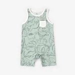 Baby Girl/Boy Dinosaur Print/Stripe Sleeveless Jumpsuits Light Green