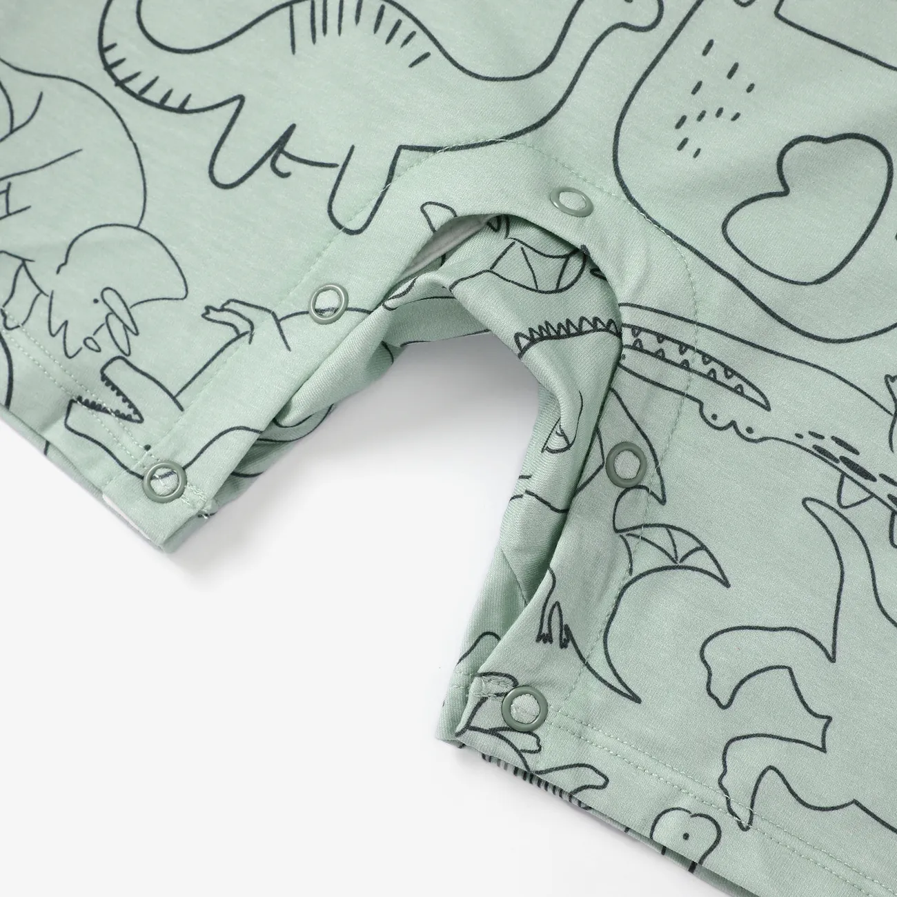 Ärmellose Overalls mit Dinosaurier-Print/Streifen für Mädchen/Jungen hellgrün big image 1