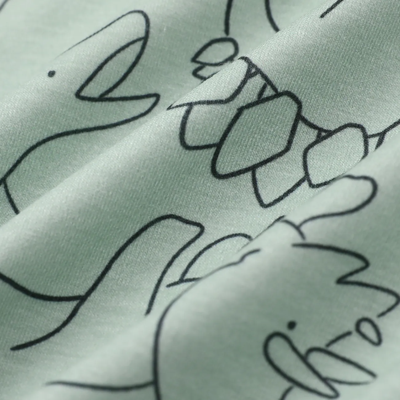 女嬰/男嬰恐龍印花/條紋無袖連身褲 淺綠 big image 1