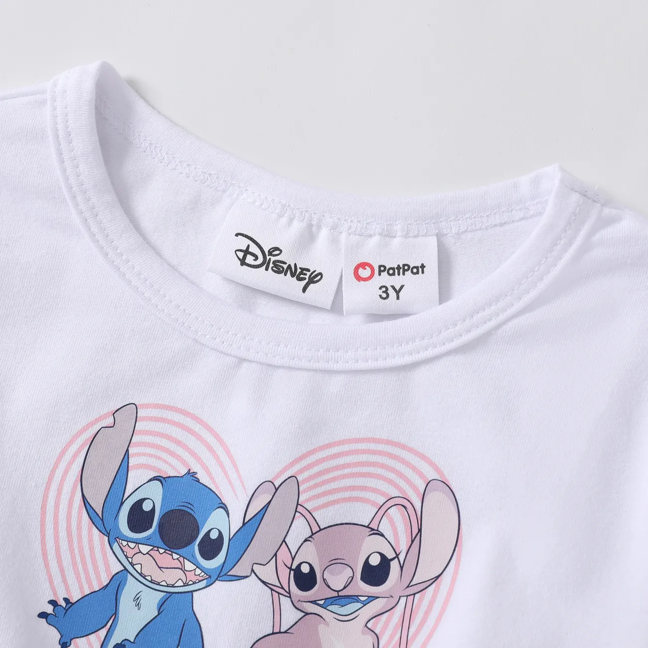 Disney Stitch Toddler Girls 1pc Naia™/Cotton Character Heart-shape Print Mesh Dress Color block big image 1
