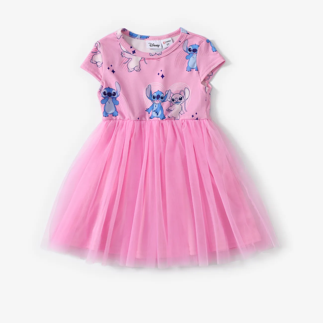 Ponto Disney Criança Menina Costuras de tecido Bonito Vestidos Rosa big image 1