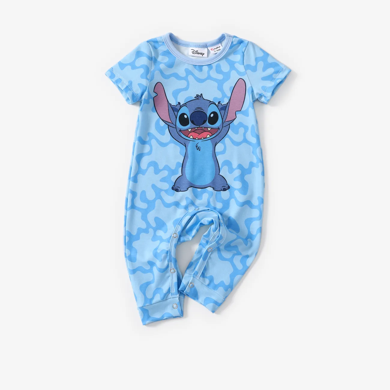 迪士尼針跡 嬰兒 中性 菠蘿 童趣 短袖 長腿連身衣 藍色 big image 1