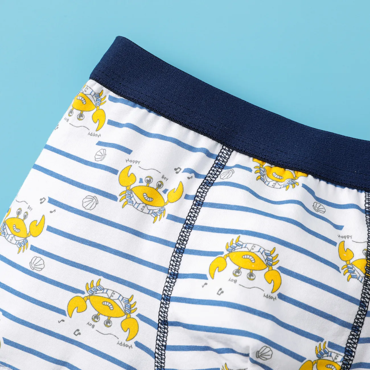 4 Pieces Boys' Cotton Underwear Set with Marine Element, Childlike Style Blue big image 1