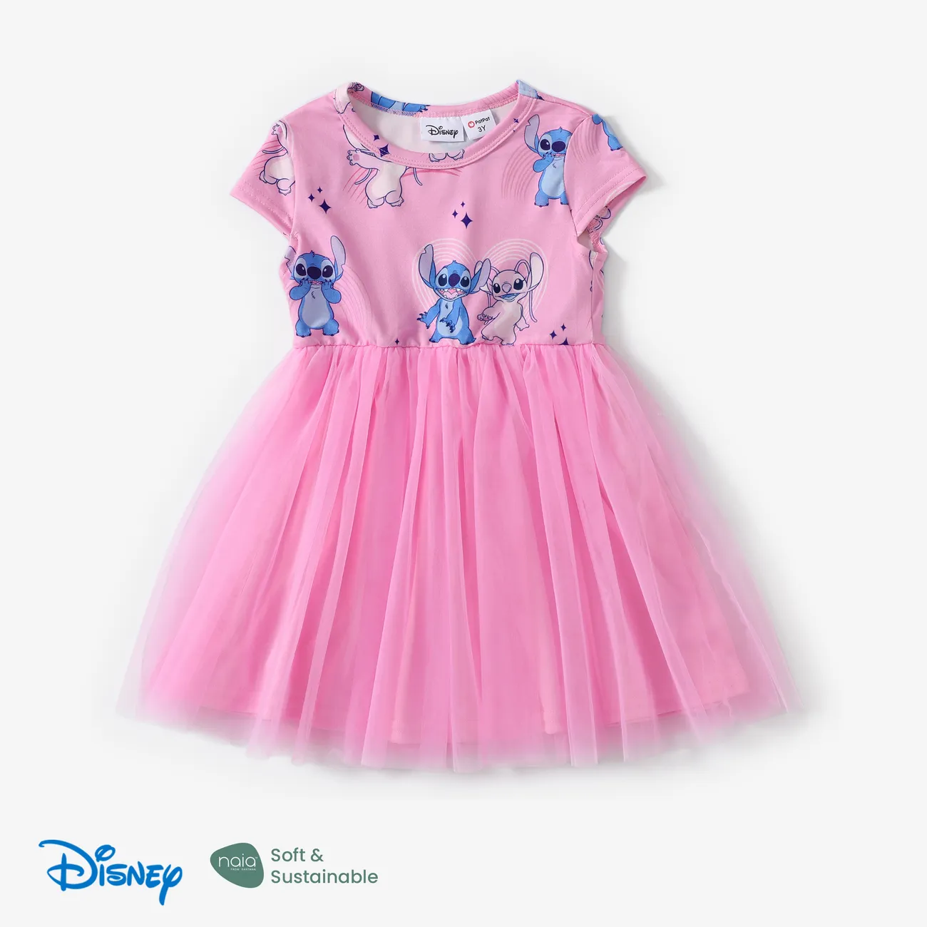 Ponto Disney Criança Menina Costuras de tecido Bonito Vestidos Rosa big image 1