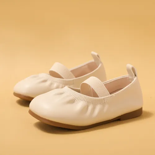 Zapatos de cuero con banda elástica sin cordones de estilo casual para niños pequeños / niñas
