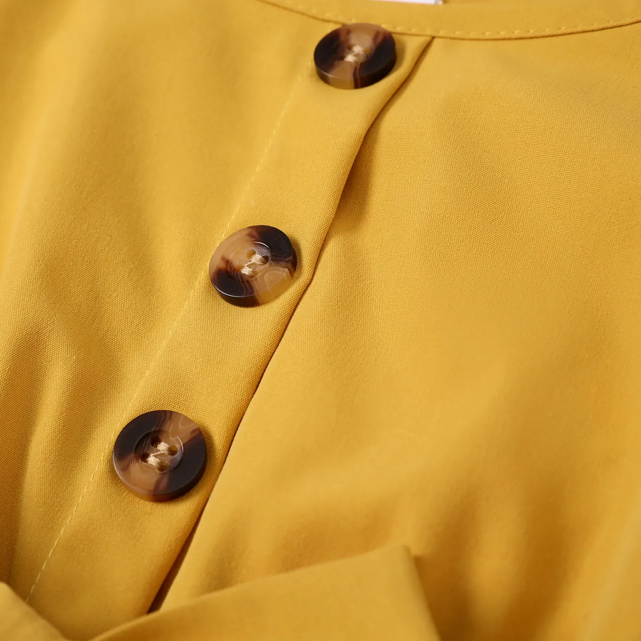 Kinder Mädchen Knöpfe Ethnisches Muster Kleider gelb big image 1
