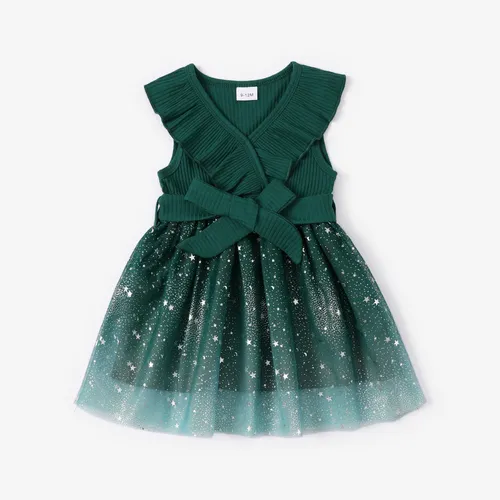 Sweet Stars Ruffle Dress Set for Baby Girls
