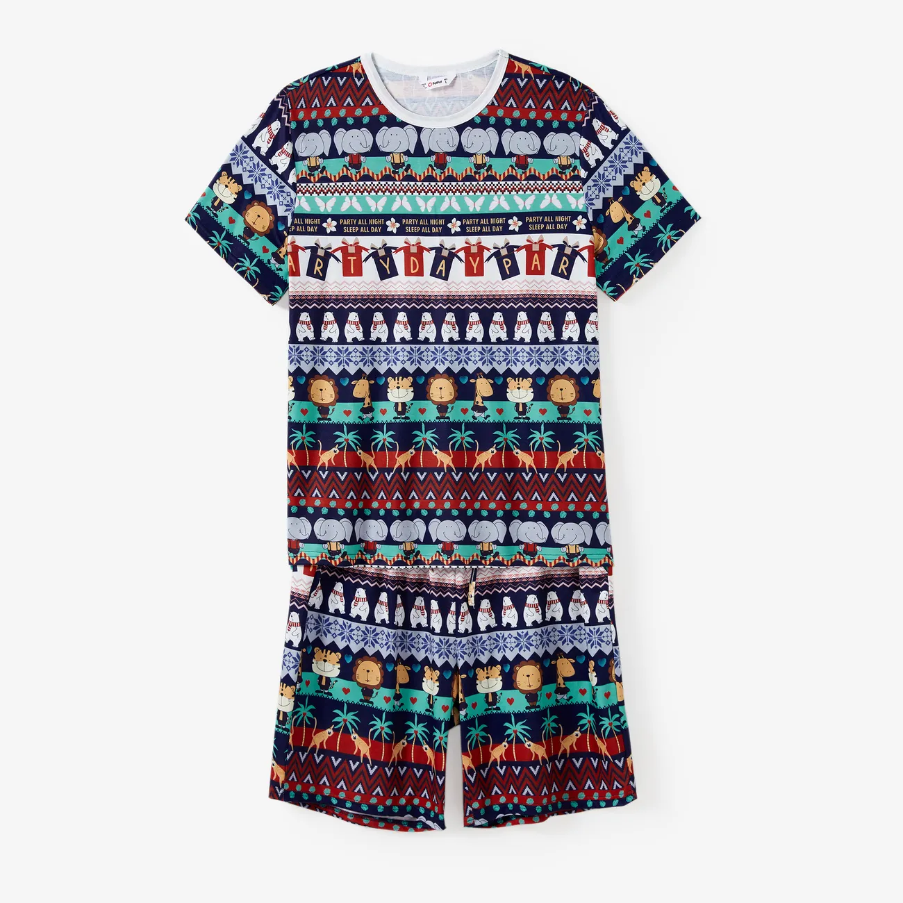 Familien-Looks Tiere Kurzärmelig Familien-Outfits Pyjamas (Flame Resistant) bunt big image 1