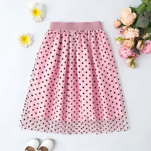 Sweet Polka Dot Multi-layered Skirt for Girls - Oversized Polyester Clothes Set
