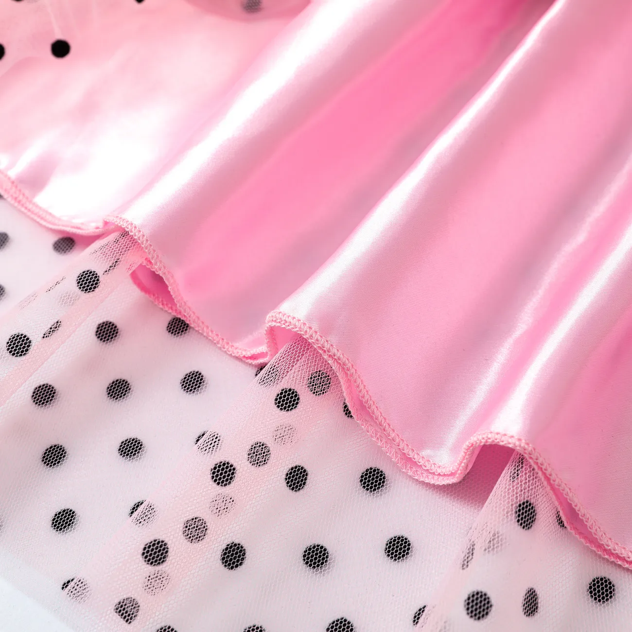 Sweet Polka Dot Multi-layered Skirt for Girls - Oversized Polyester Clothes Set Pink big image 1