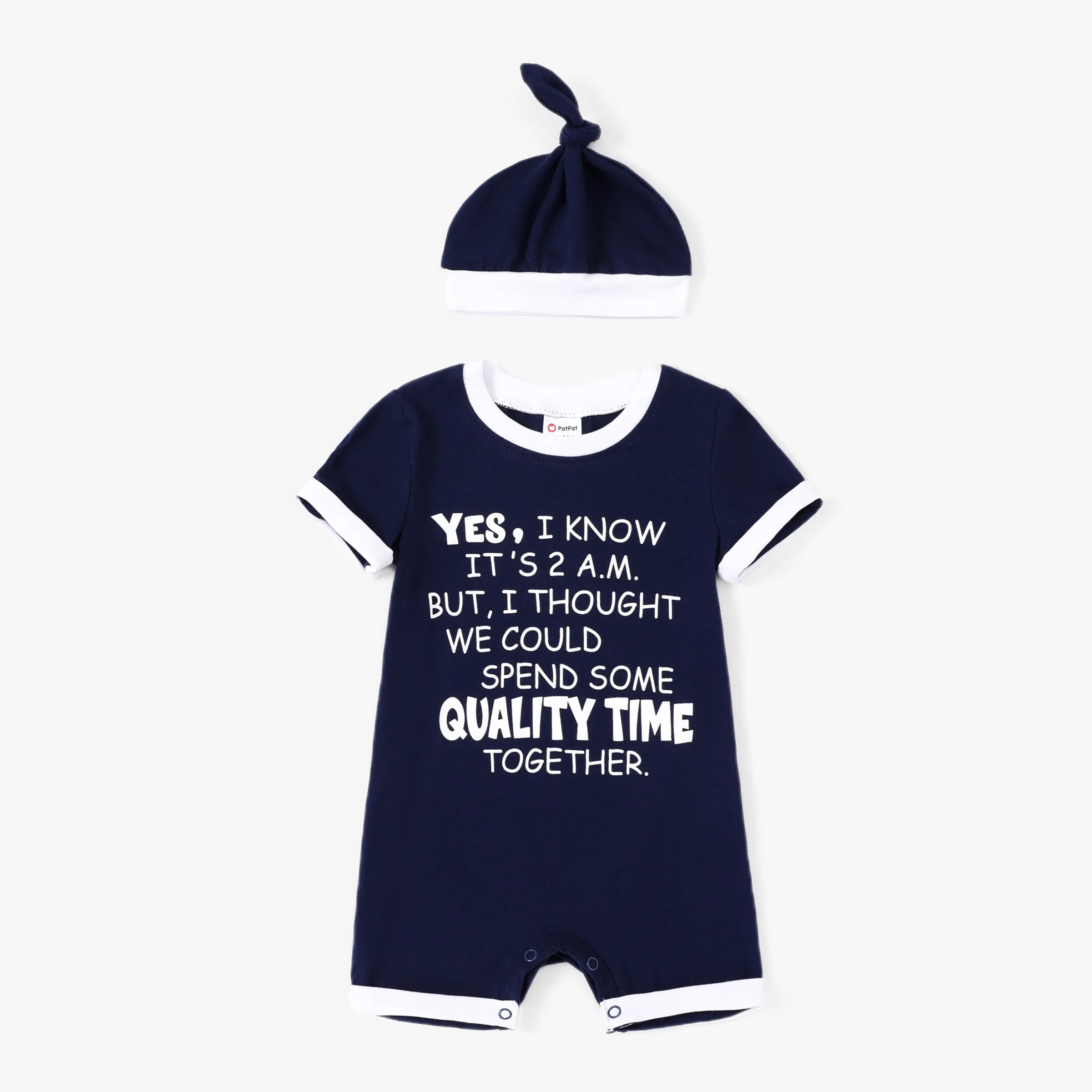 Baby Boy 2pcs Letter Print Romper with Hat