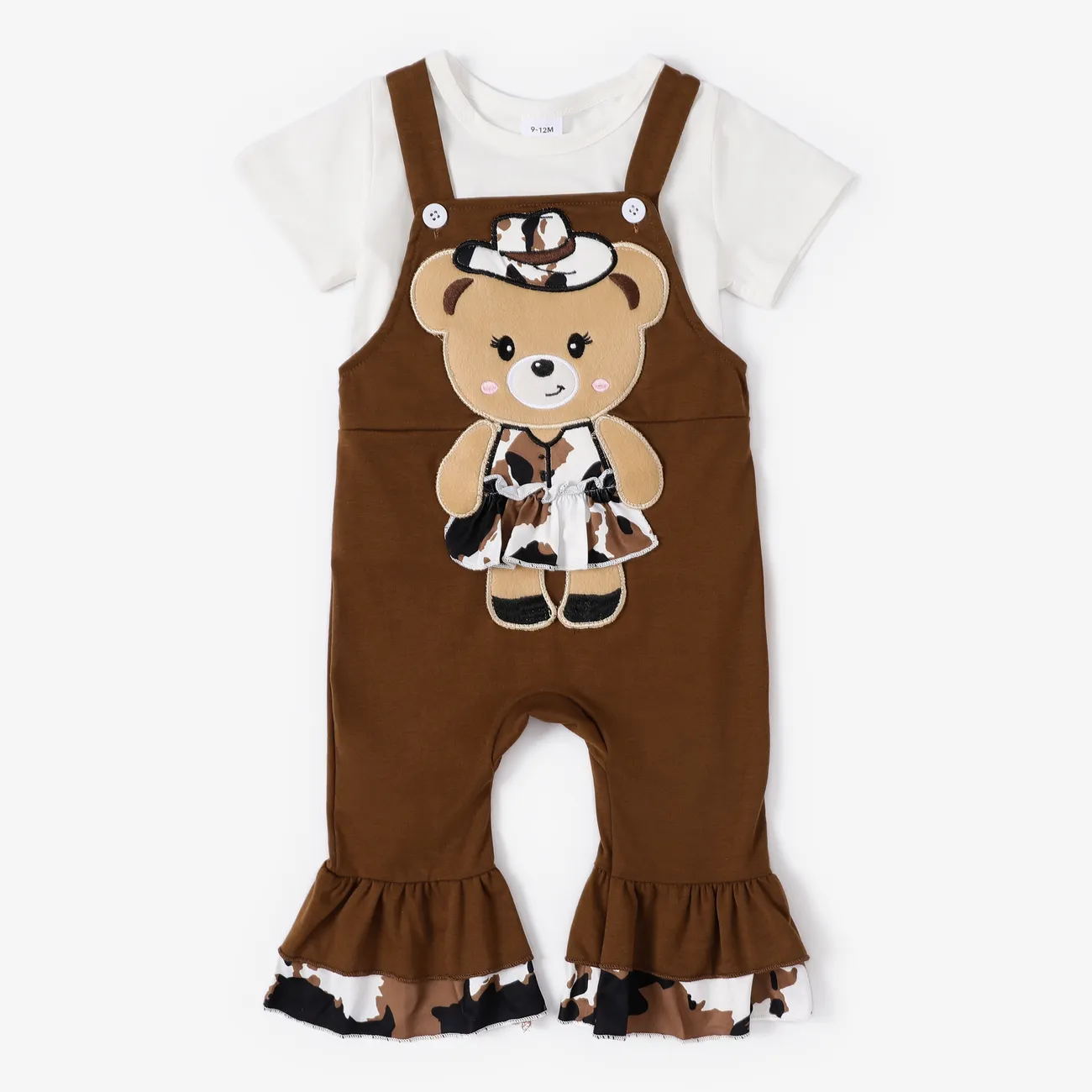 Spotted Bear Hat Set 2pcs for Baby Girl - Childlike Animal Pattern Brown big image 1