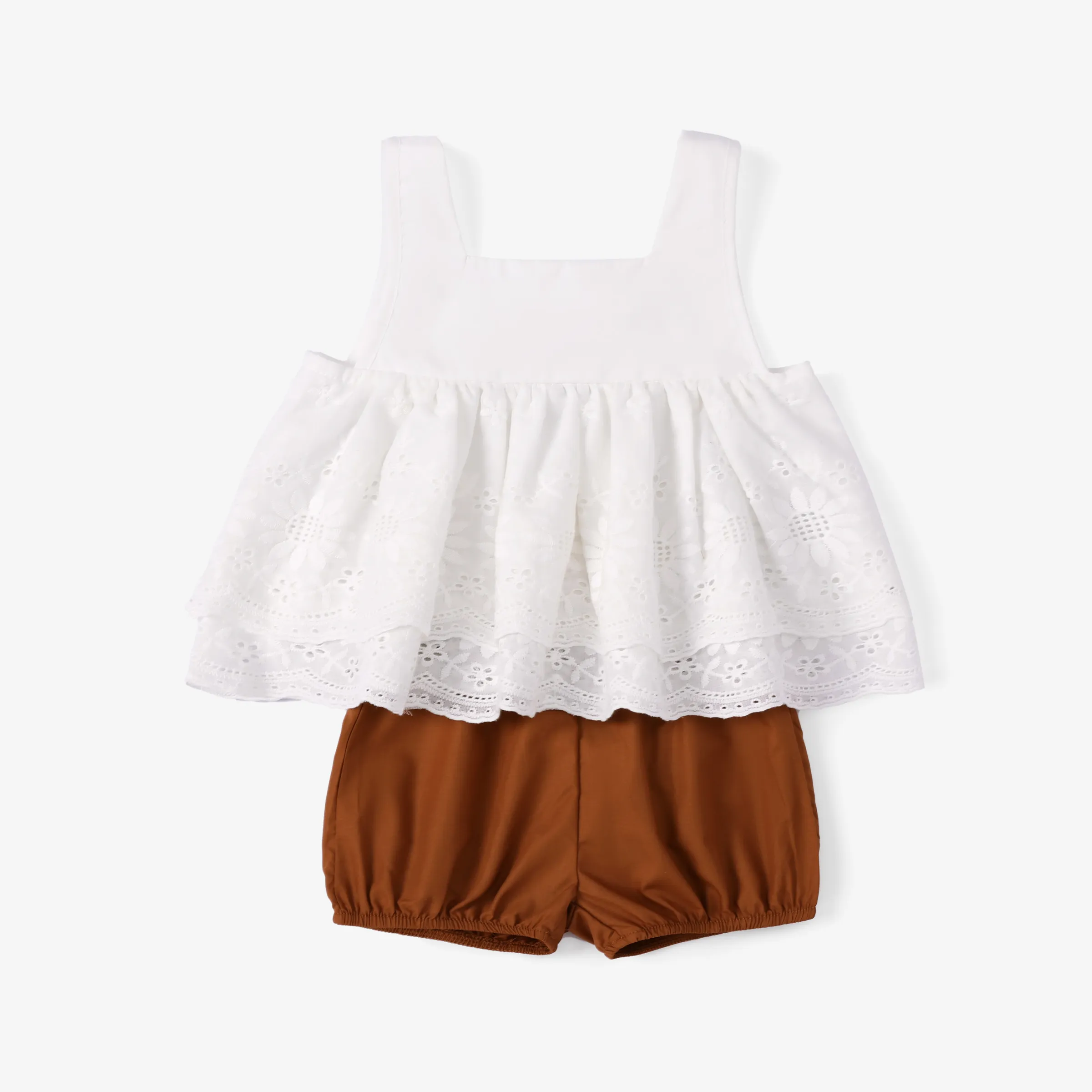 Baby Girl 2pcs Casual Embroidered Top and Shorts Set