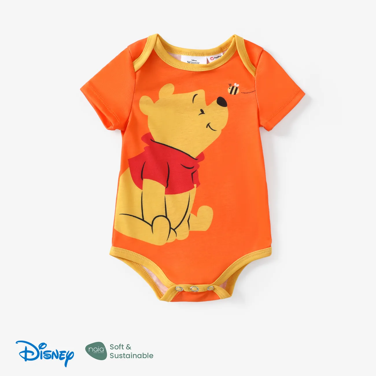 Disney Winnie the Pooh Baby Girls/Boys 1pc Naia™ Character Print Short-sleeve  Romper Orange big image 1