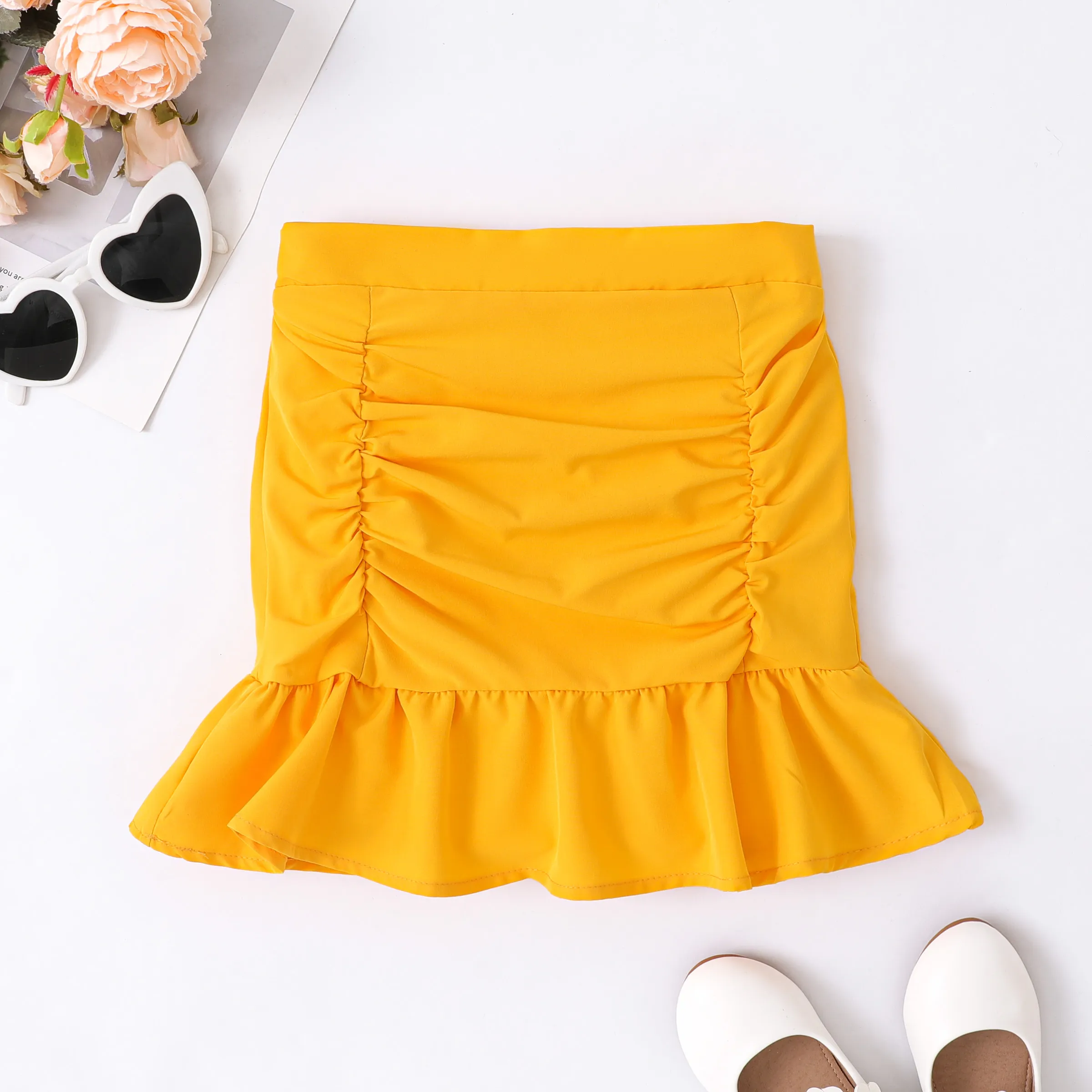 Sweet Ruffle Edge Skirt for Girls - Polyester Spandex Blend - 1 Piece - Regular Fit - Kid's Skirt Cl