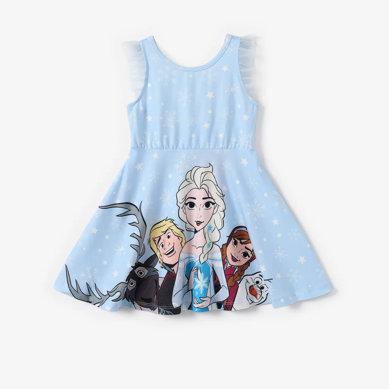 Disney Frozen Criança Menina Mangas franzidas Infantil Vestidos Azul Claro big image 1