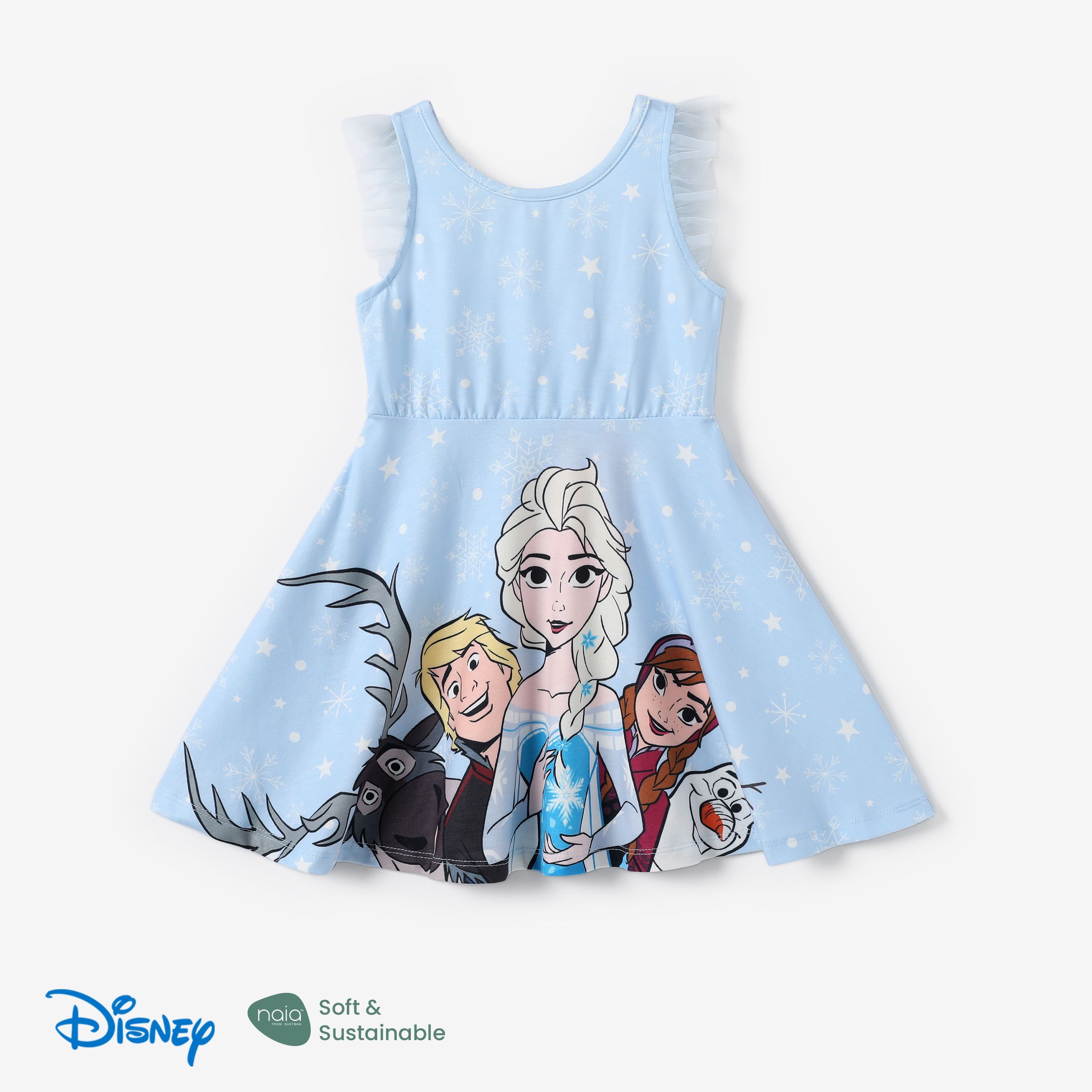 Disney Frozen Toddler Girls Elsa/Anna 1件 Naia™ Character Snowflake 印花荷葉邊袖連衣裙