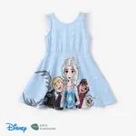 Disney Frozen Criança Menina Mangas franzidas Infantil Vestidos Azul Claro