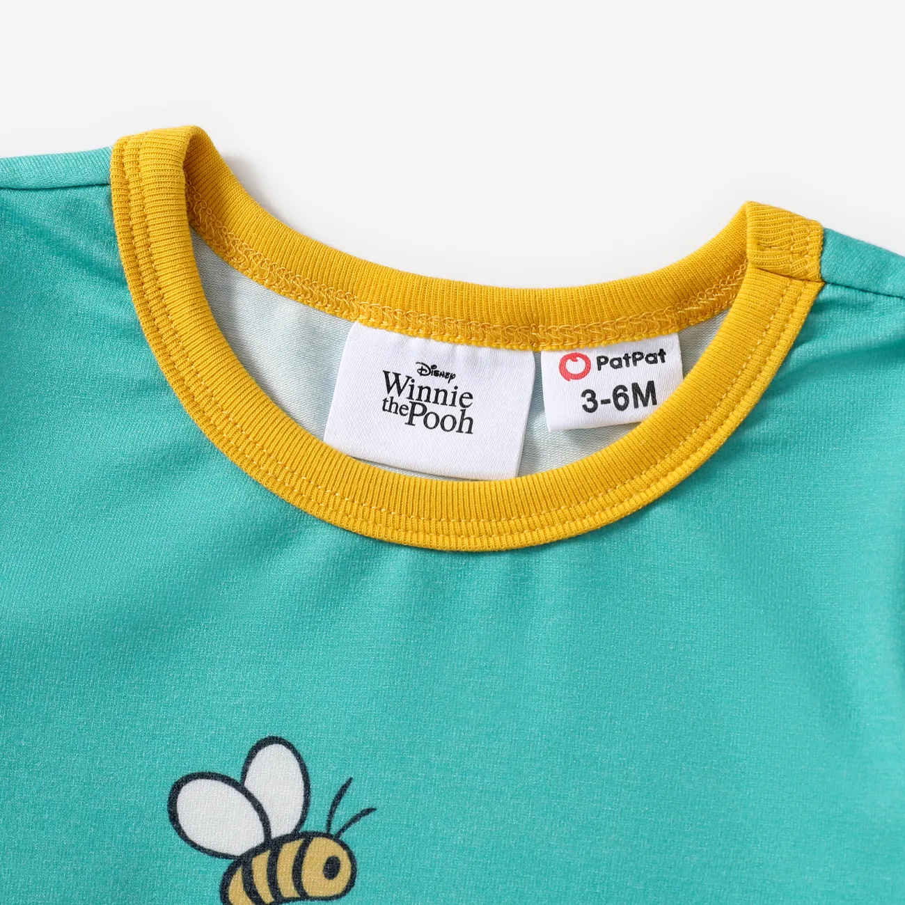 Disney Winnie the Pooh Baby Girls/Boys 1pc Naia™ Character Stripe Print Short-sleeve Romper  Green big image 1