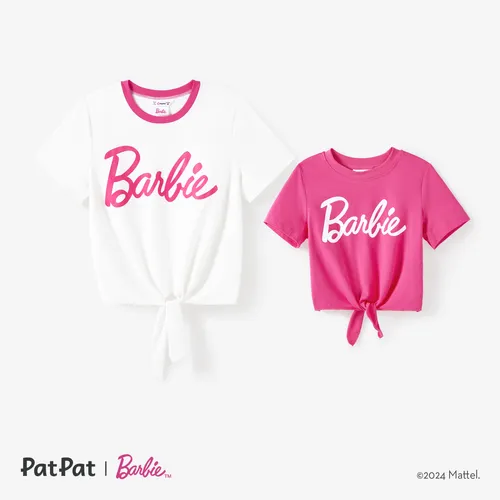 Barbie Mommy and Me Baumwolle Sportliches klassisches Barbie Letter Knot T-Shirt