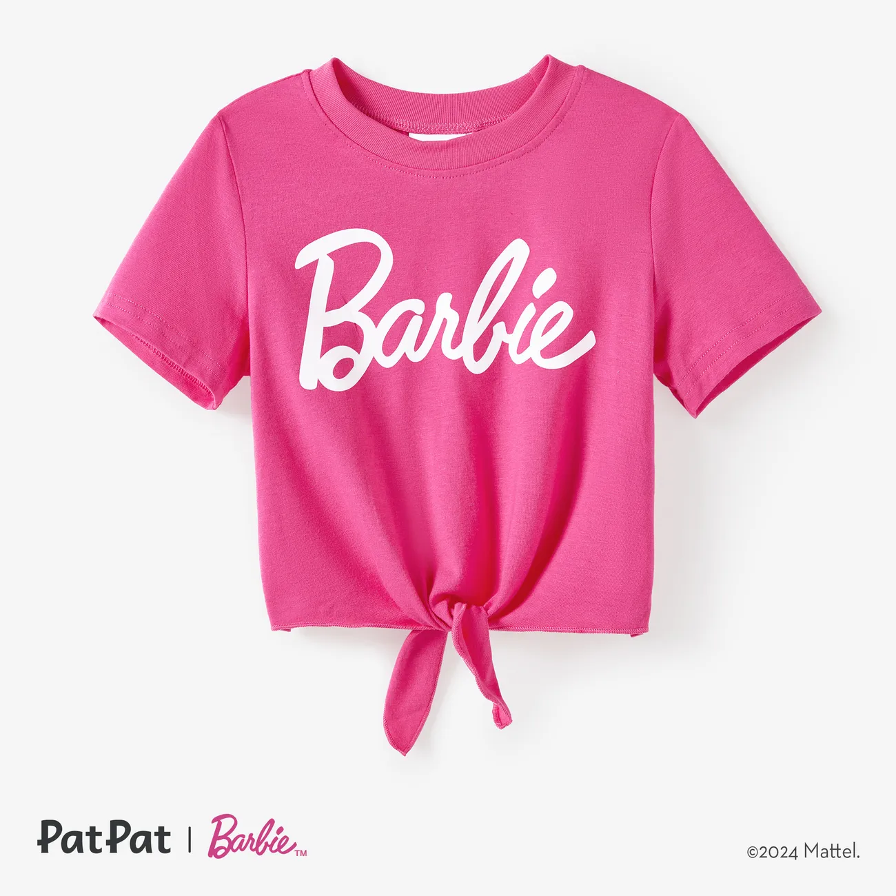 Barbie Mommy and Me Cotton Sporty Classic Barbie Letter Knot T-shirt Roseo big image 1