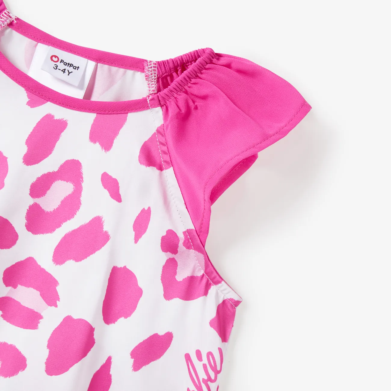 Barbie Día de la Madre Estampado de leopardo Camiseta sin mangas Vestidos Mami y yo Rosado big image 1