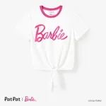 Barbie Mommy and Me Cotton Sporty Classic Barbie Letter Knot T-shirt OffWhite