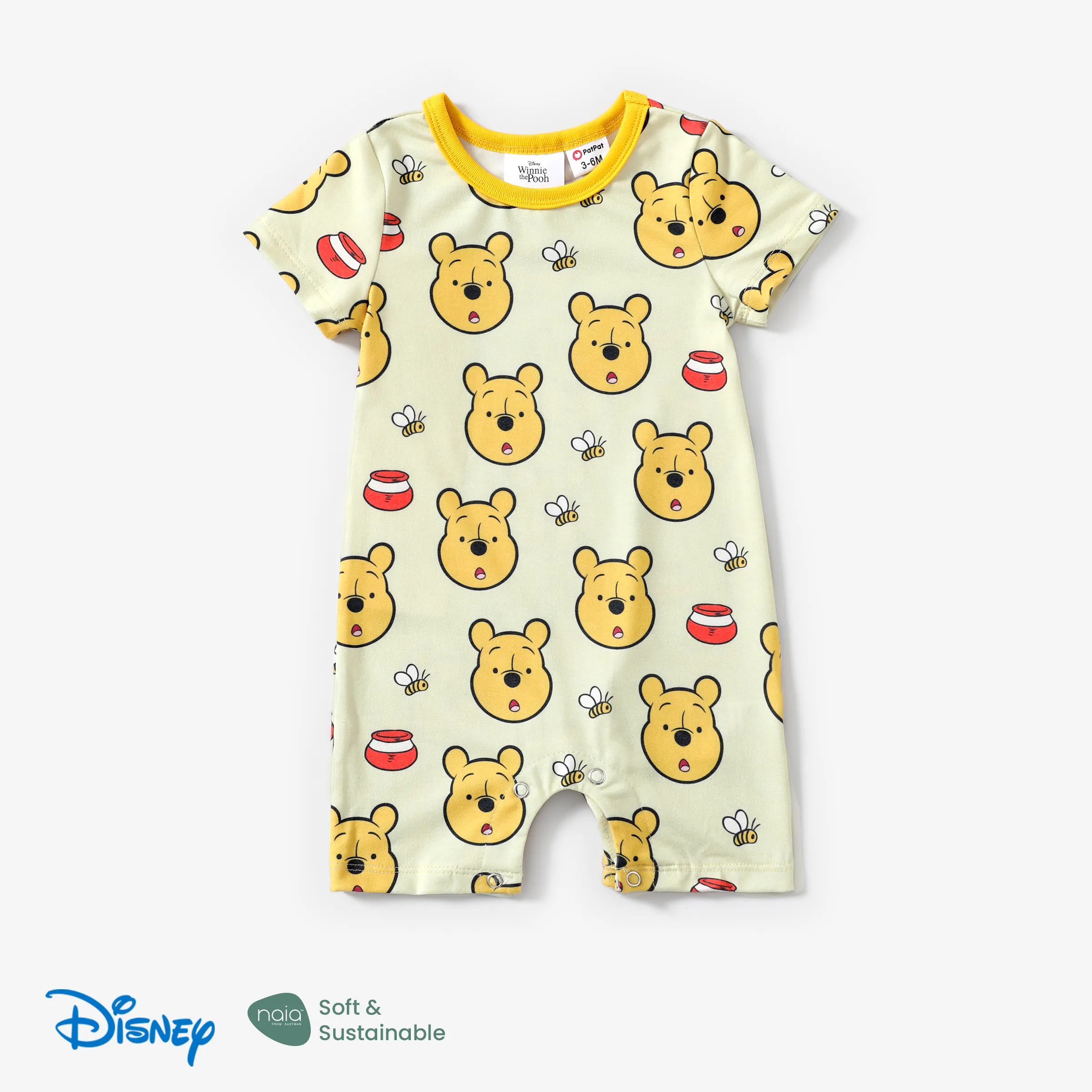 

Disney Winnie the Pooh Baby Girls/Boys 1pc Naia™ Character Stripe Print Short-sleeve Romper
