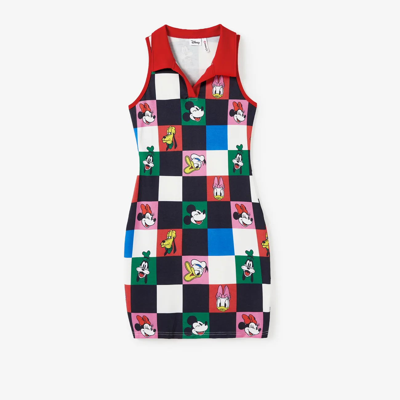 Disney Mickey and Friends Family Matching Naia™ Colorful Checkered Pattern Top/Sleeveless Dress/Onesie Multi-color big image 1