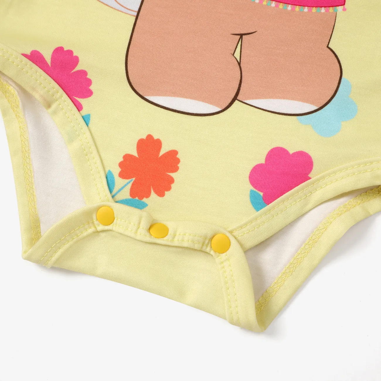 Baby Girl 2pcs Bear Print Romper and Leggings Set Yellow big image 1
