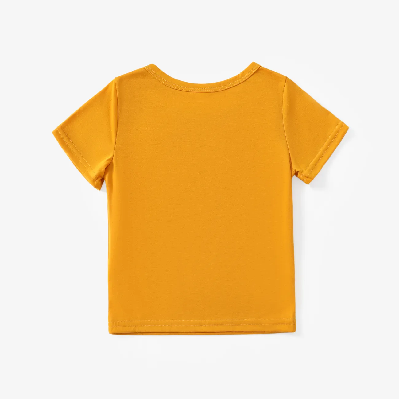 Toddler Boy Casual Solid Color Short-sleeve Tee Yellow big image 1