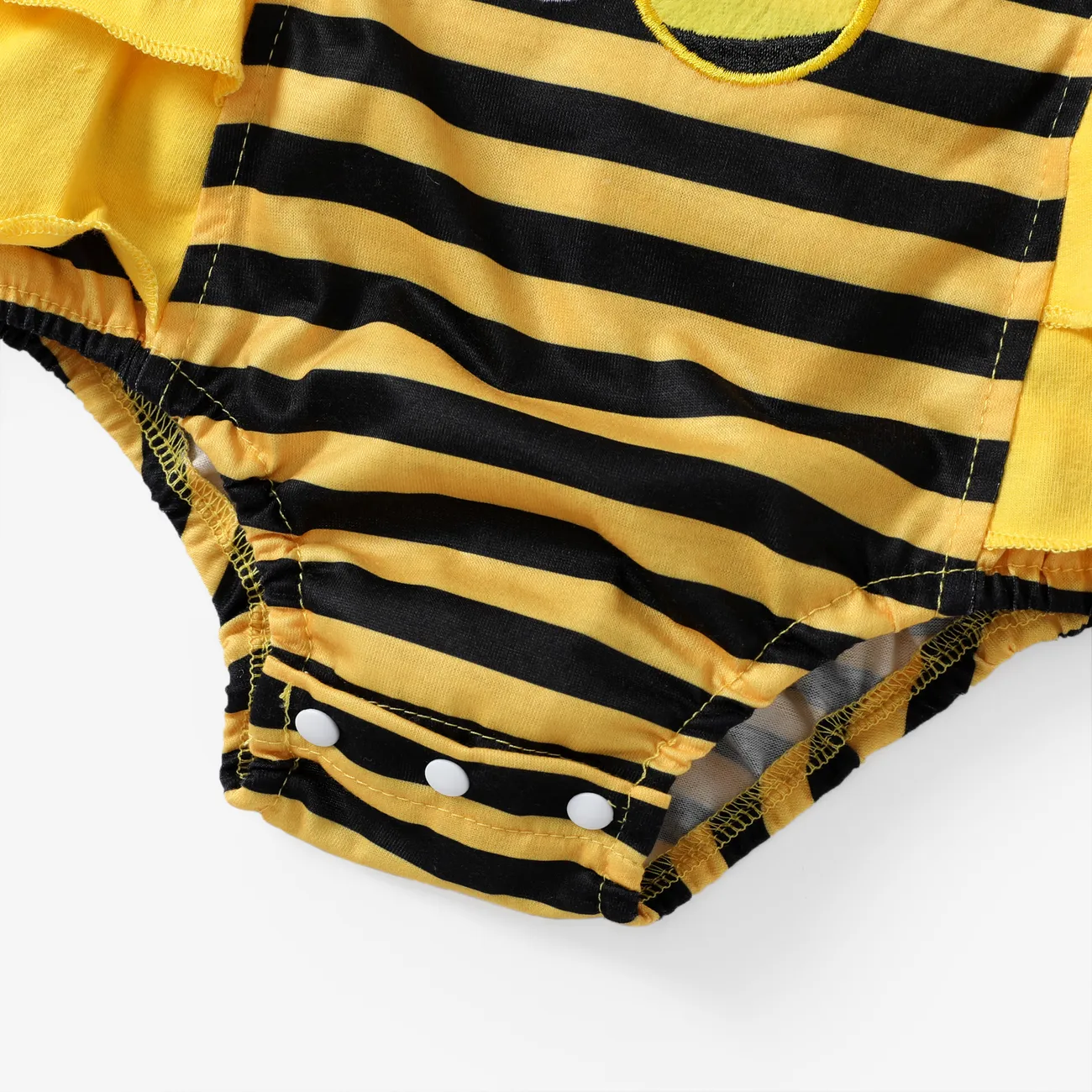 2pcs Baby Girls Marine Flutter Sleeve Romper Set Yellow big image 1