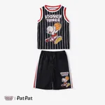 Looney Tunes Toddler/Kid Boys 2pcs Character Basketball Striped Tank Top with Shorts Sporty Set Black