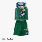 Looney Tunes Toddler/Kid Boys 2pcs Character Basketball Striped Tank Top with Shorts Sporty Set Green