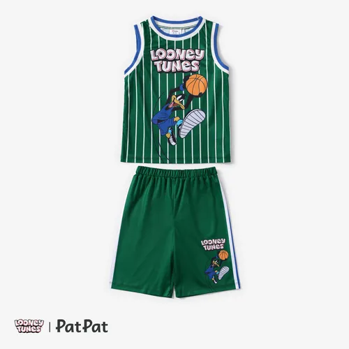 Looney Tunes Toddler/Kid Boys 2pcs Character Basketball Striped Débardeur avec Shorts Ensemble Sportif