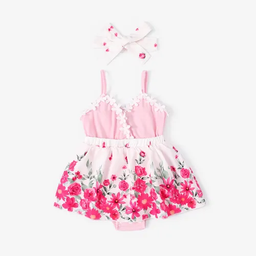 Girl's Lace Summer Jumpsuit with Floral Design (3pcs)