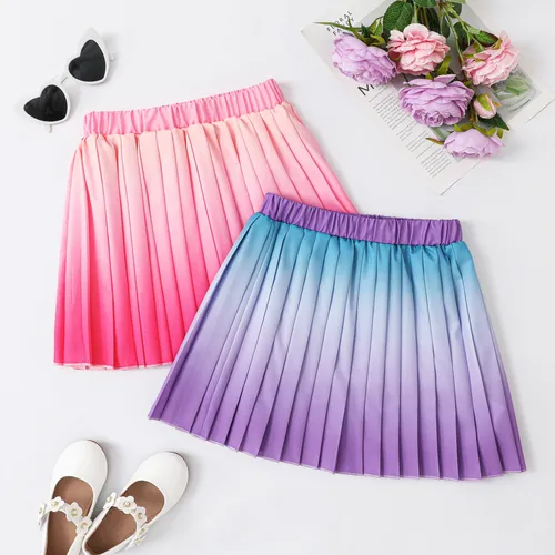 Sweet Gradual Change Oversized Skirt for Girls - Polyester, 1pc Set