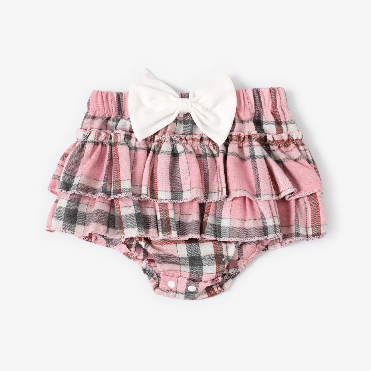 3pcs Baby Girl Sweet  Set with Ruffle Edge in Grid/Houndstooth Pattern Pink big image 1