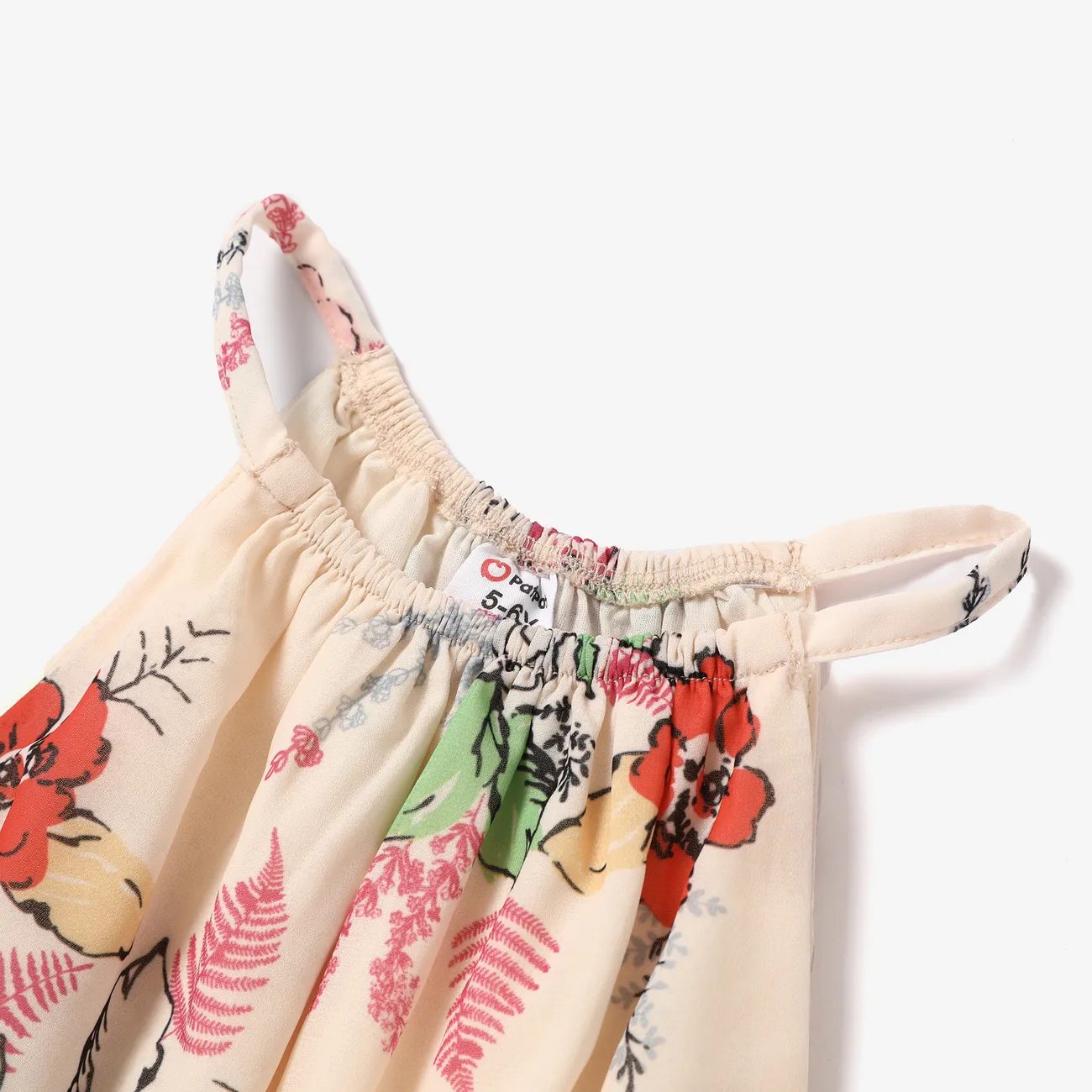 Neckholder-Jumpsuit für Mädchen mit Blumenprint Aprikose big image 1